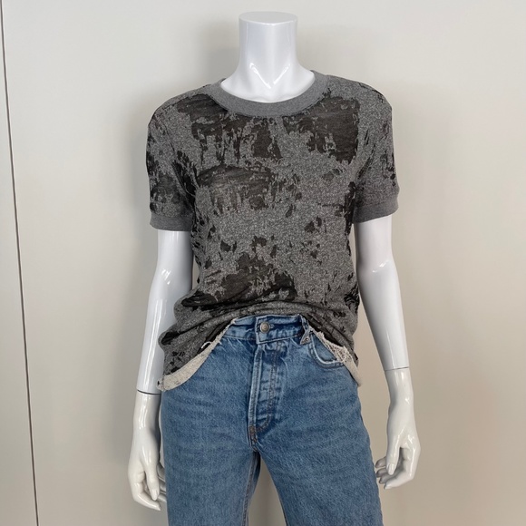 IRO. JEANS Burnout Distressed Sweatshirt Tee in Grey - Picture 1 of 8